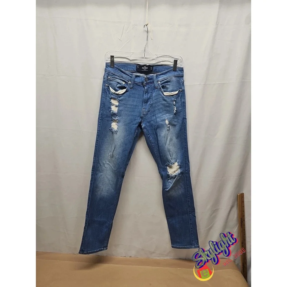 Hollister Mens Blue Skinny Fit Stretch Factory Denim Jeans Low Rise Size 29 X 30 - Picture 1 of 16